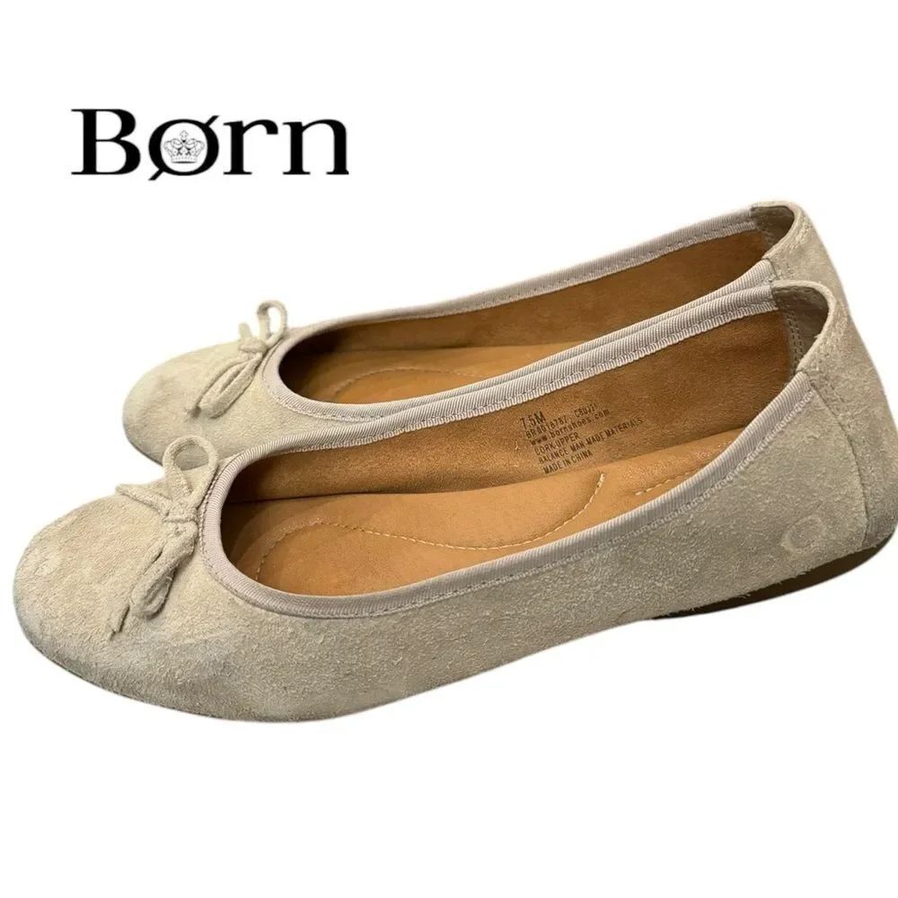 Born Brin Women's Natural Suede Leather Slip-on Ballet Flats 7.5